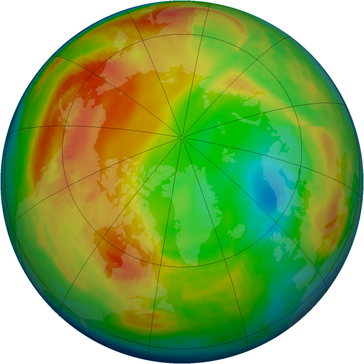 Arctic ozone map for 21 January 1998